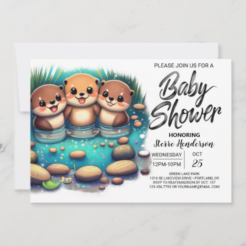 Cute Otter Online Baby Shower Invitation