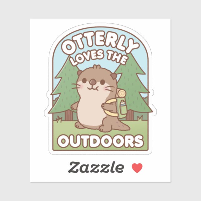 Cute Otter Otterly Love The Outdoors Hiking Pun Sticker (Sheet)