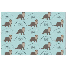 Cute Otter Pattern Custom Name Birthday  Tissue Paper