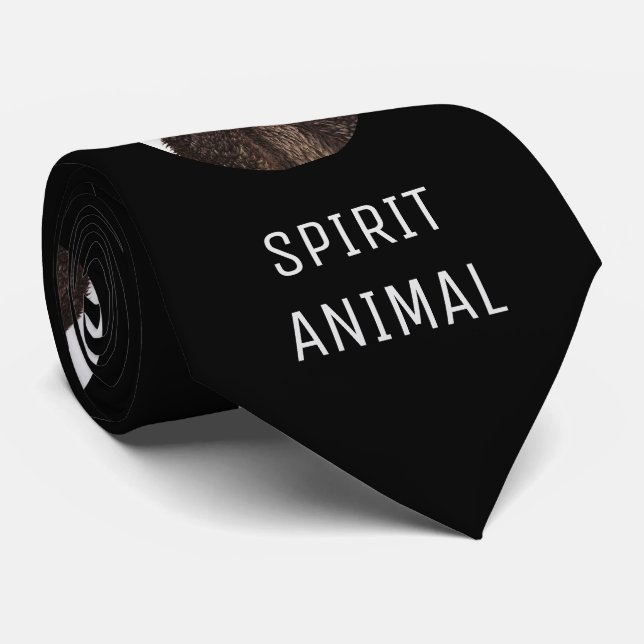 Cute Otter Pattern Spiritual Animal on Black Neck Tie (Rolled)