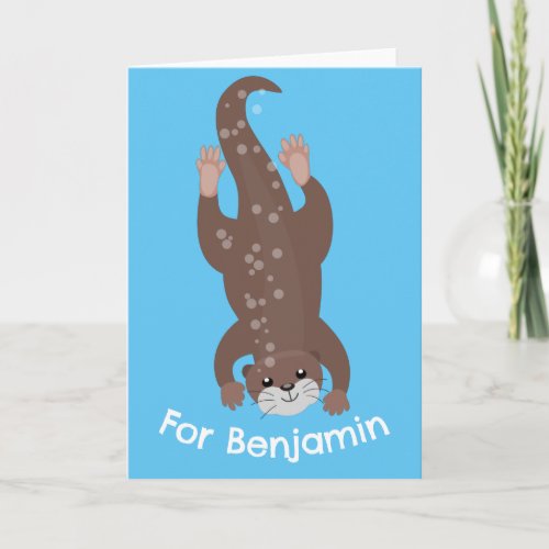 Cute otter personalized cartoon birthday card