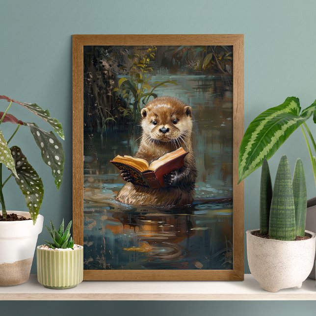 Cute Otter Reading a Book Poster (Creator Uploaded)