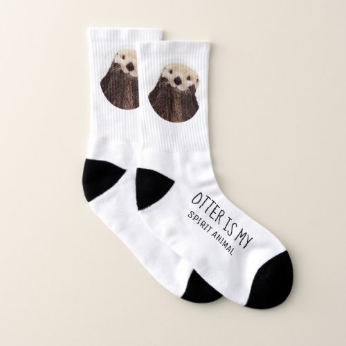 Cute Otter Spirit Animal on White Socks