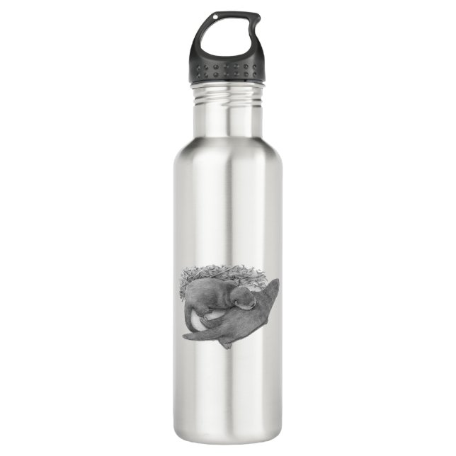 Cute otter stainless steel water bottle (Front)