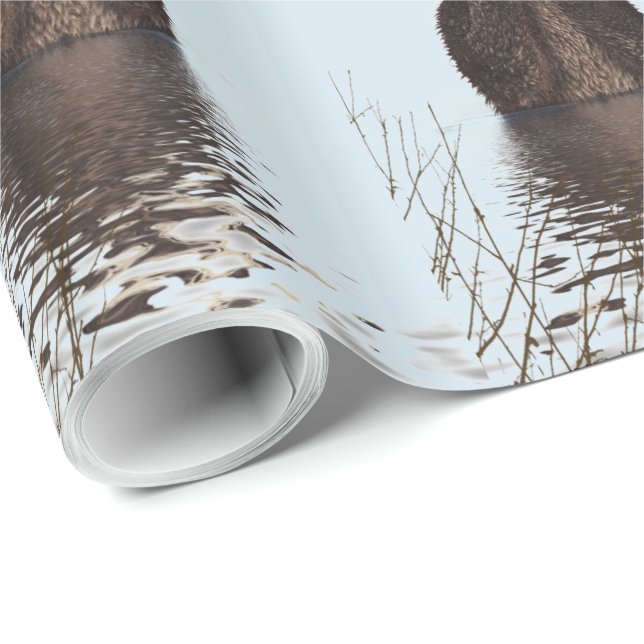Cute Otter Standing in a Pond Holding his Face Wrapping Paper (Roll Corner)