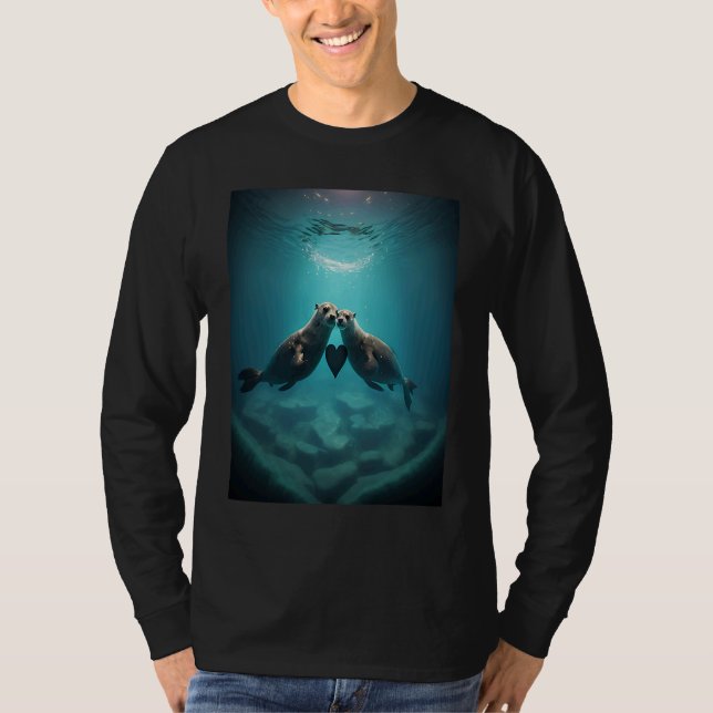 Cute Otter  Sweet Sea Otter Couple T-Shirt (Front)