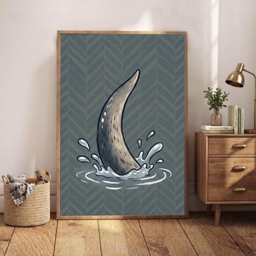 Cute Otter Tail Splash Nursery Art Chevron Poster