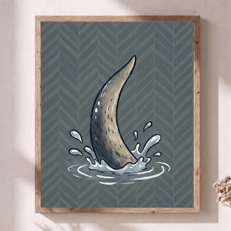 Cute Otter Tail Splash Nursery Art Chevron Poster