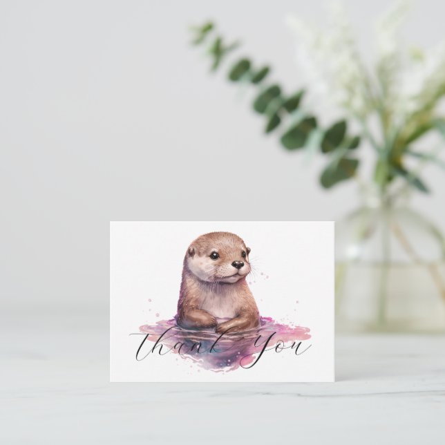 Cute Otter Thank You Note Card (Standing Front)