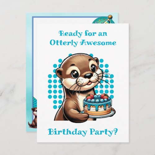 Cute Otter Themed Boys Birthday Party Invitation