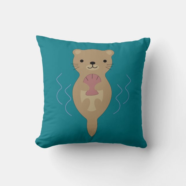 Cute Otter Throw Pillow (Front)