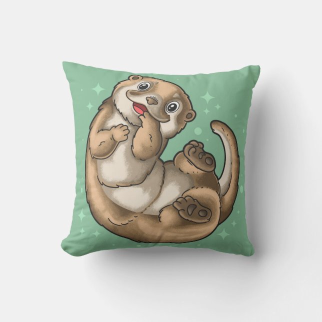 Cute Otter Throw Pillow (Front)