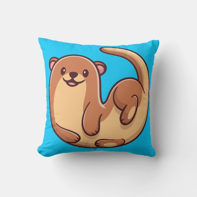 Cute Otter Throw Pillow (Front)