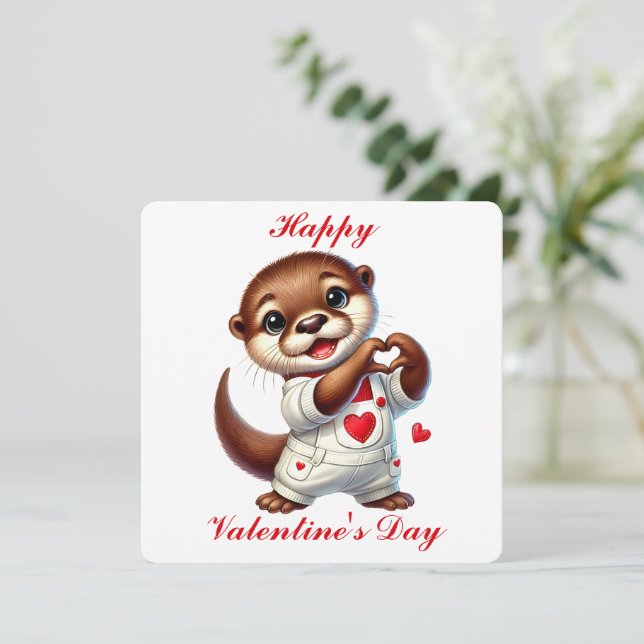 Cute Otter - Valentine's Day Card (Standing Front)