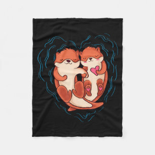 Cute Otter Valentines Day T Shirt Love Otters Hold Fleece Blanket