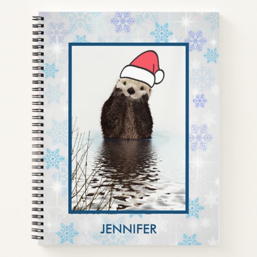 Cute Otter Wearing a Santa Hat Christmas Notebook
