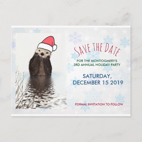 Cute Otter Wearing a Santa Hat Christmas Postcard