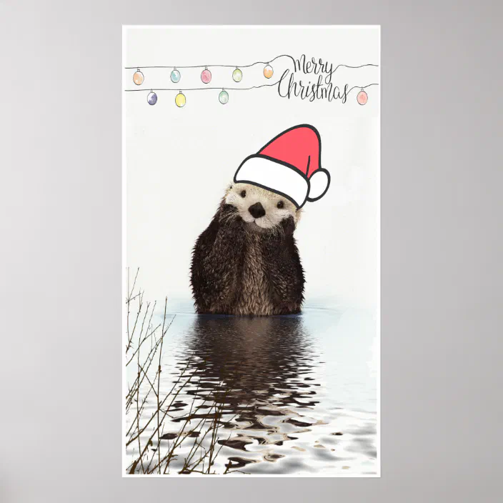 Otter with santa hat Clearance