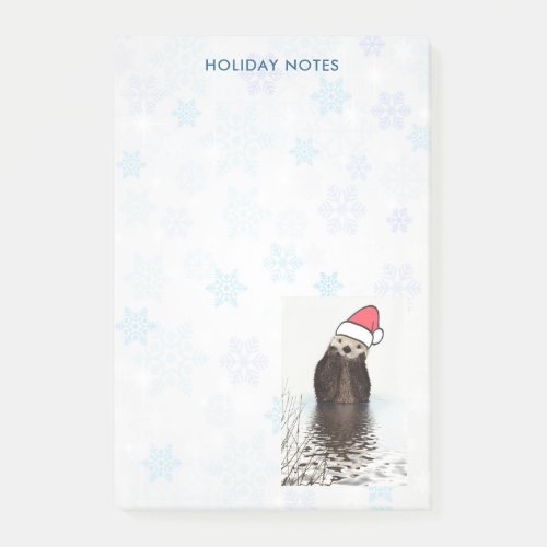 Cute Otter Wearing a Santa Hat Merry Christmas Post_it Notes