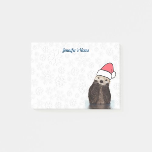 Cute Otter Wearing a Santa Hat Merry Christmas Post_it Notes