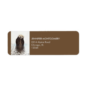 Cute Otter Wildlife Image Label