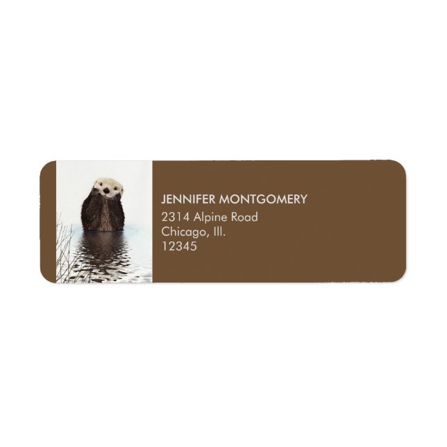 Cute Otter Wildlife Image Label (Front)