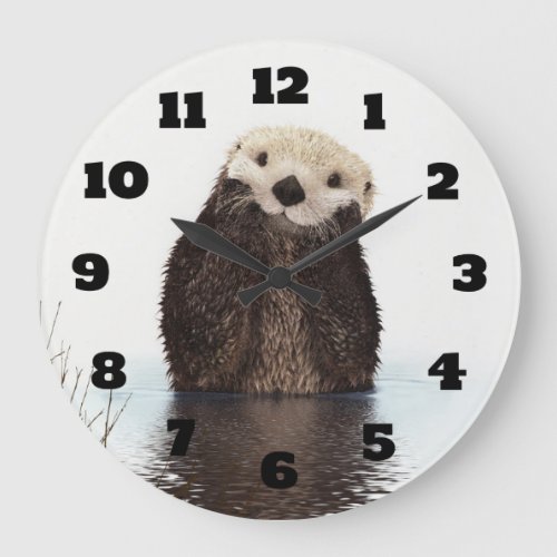 Cute Otter Wildlife Image Large Clock