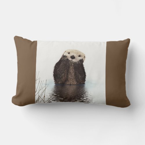Cute Otter Wildlife Image Lumbar Pillow