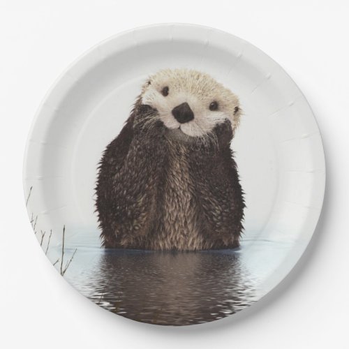 Cute Otter Wildlife Image Paper Plates
