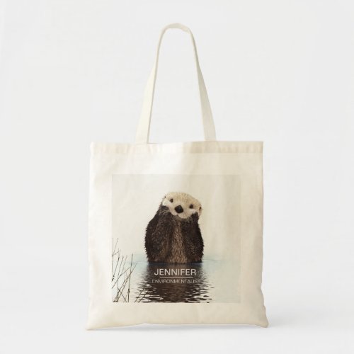Cute Otter Wildlife Image Personalized Tote Bag