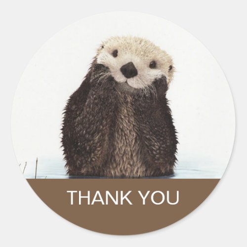 Cute Otter Wildlife Image Thank You Classic Round Sticker