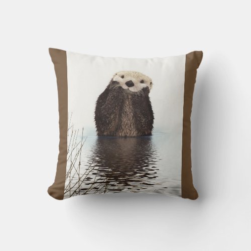 Cute Otter Wildlife Image Throw Pillow