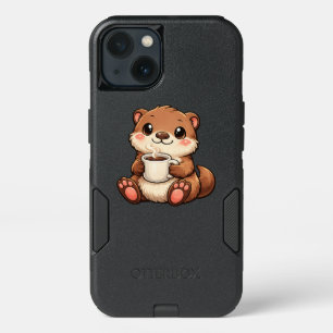 Cute Otter with Coffee – Cozy Kawaii Animal iPhone 13 Case