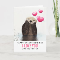 Cute Otter with Hearts Valentine's Day Card