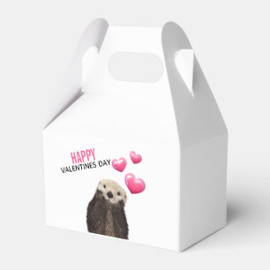 Cute Otter with Hearts Valentine's Day Favor Boxes