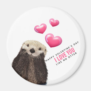 Cute Otter with Hearts Valentine's Day Humor Magnet