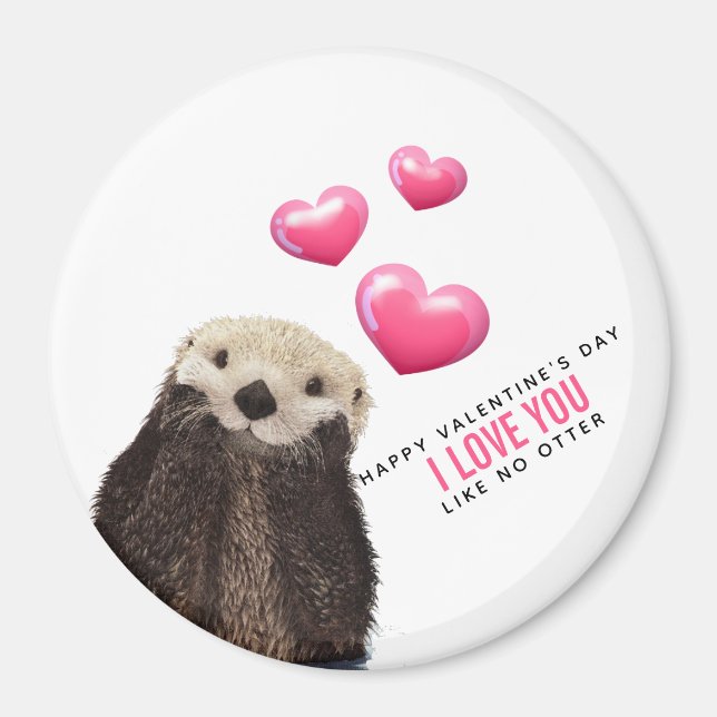 Cute Otter with Hearts Valentine's Day Humor Magnet (Front)