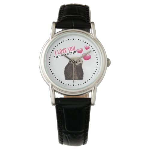 Cute Otter with Pink Hearts Love You Watch
