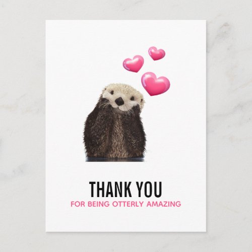 Cute Otter with Valentines Hearts Funny Pun Postcard