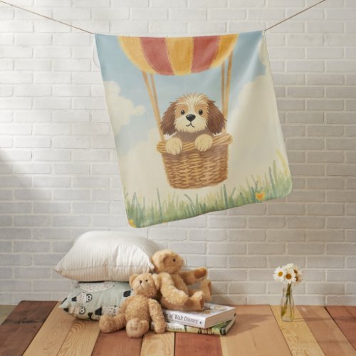 Cute Otterhound Puppy Balloon Pastel Baby Blanket