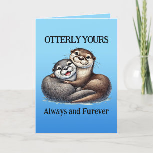 Cute Otterly Yours Always and Furever Letterpress Thank You Card