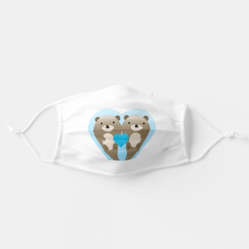 Cute Otters and Hearts Adult Cloth Face Mask