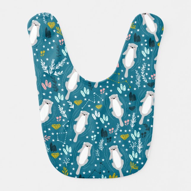 Cute Otters Baby Bib (Front)