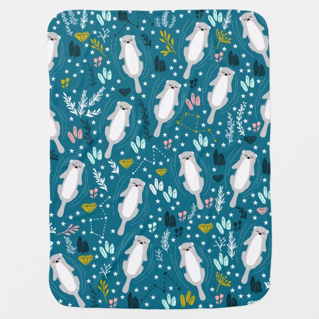 Cute Otters Baby Blanket (Front)