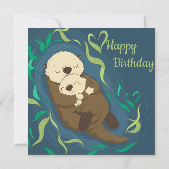Cute Otters Holiday Card (Front)