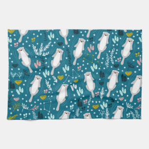 Cute Otters Kitchen Towel