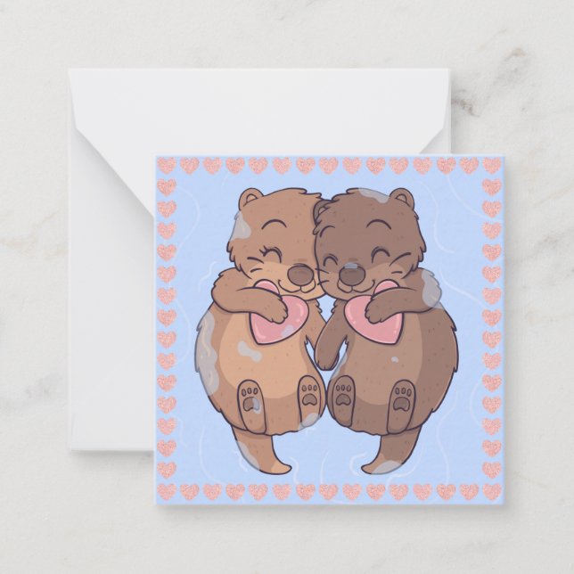 Cute Otters Note Card (Front)