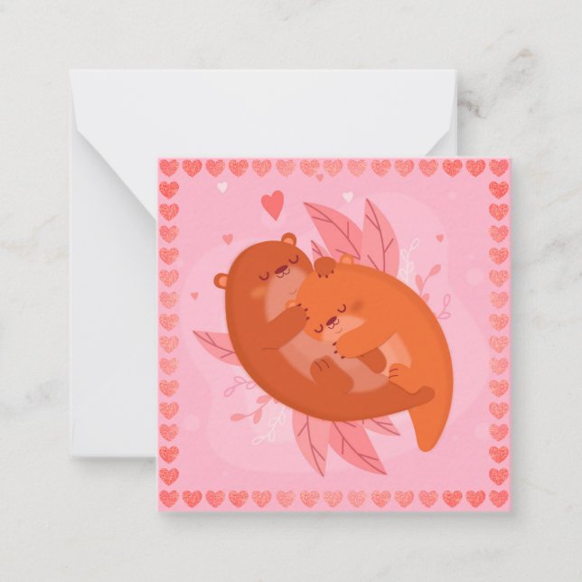 Cute Otters Note Card (Front)