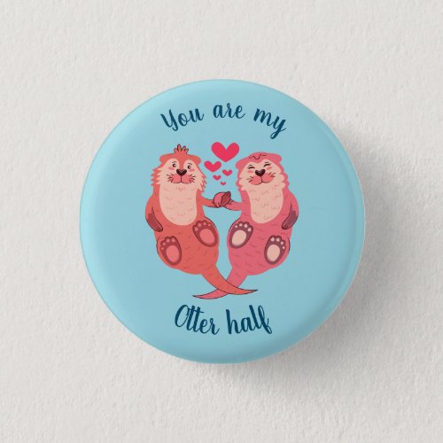 Cute Otters Valentines Day Couple Personalized Button