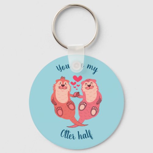 Cute Otters Valentines Day Couple Personalized Keychain